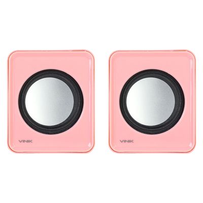 Caixa de Som 2.0 USB 5V 2X 1W com Controlador de Volume Rosa - VS-01R