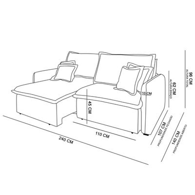 Sofá 4 Lugares 2,40m Retrátil E Reclinável Em Tecido Bouclé – Malta Lucadi Preto