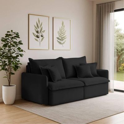 Sofá 4 Lugares 2,60m Retrátil E Reclinável Em Tecido Veludo – Malta Lucadi Preto