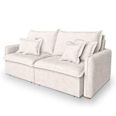 Sofá 4 Lugares 2,60m Retrátil E Reclinável Em Tecido Bouclé – Malta Lucadi Off White