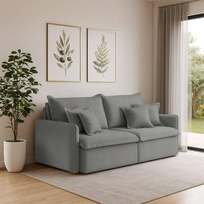 Sofá 3 Lugares 2,20m Retrátil E Reclinável Em Tecido Veludo – Malta Lucadi Cinza