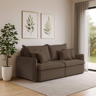 Sofá 3 Lugares 2,00m Retrátil E Reclinável Em Tecido Veludo – Malta Lucadi Marrom
