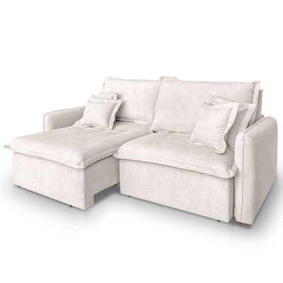 Sofá 2 Lugares 1,60m Retrátil E Reclinável Em Tecido Bouclé – Malta Lucadi Off White