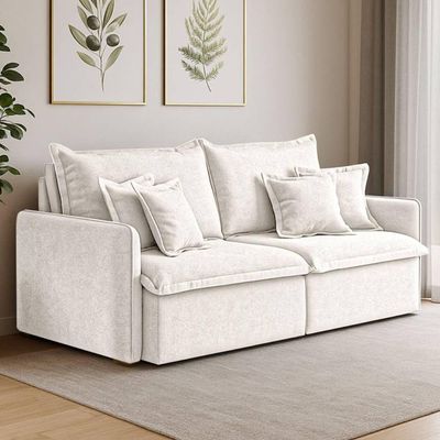 Sofá 2 Lugares 1,60m Retrátil E Reclinável Em Tecido Bouclé – Malta Lucadi Off White