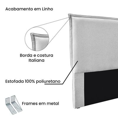 Cabeceira Solteiro 0,90m Estofada Com Borda Italiana Em Tecido Linho Luna – Lucadi Rústico Grígio