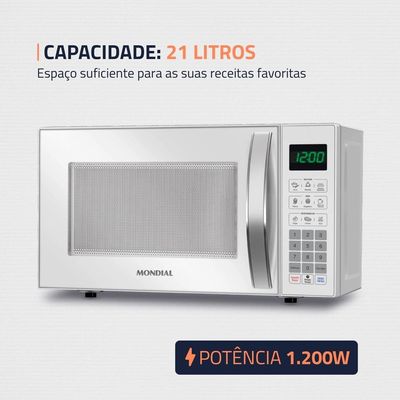 Micro-ondas Mondial MO-01-21-W com Função Tira Odor e Manter Aquecido Branco - 21L Branco / 110