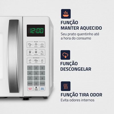 Micro-ondas Mondial MO-01-21-W com Função Tira Odor e Manter Aquecido Branco - 21L Branco / 220