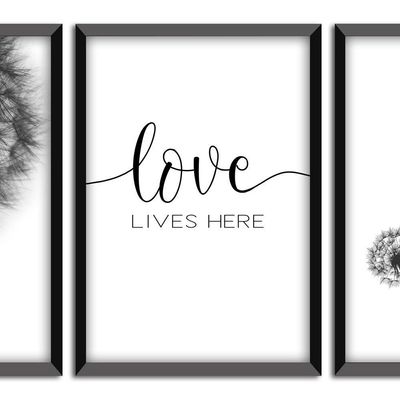 Kit 03 Quadross "Love Lives" 43X33X1Cm