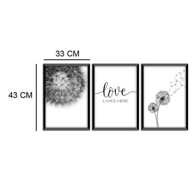 Kit 03 Quadross "Love Lives" 43X33X1Cm
