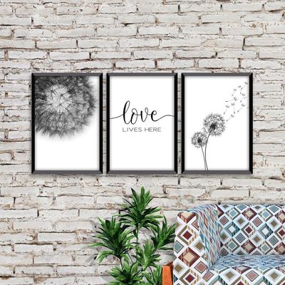 Kit 03 Quadross "Love Lives" 43X33X1Cm