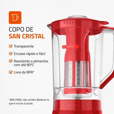 Liquidificador Mondial L99-FR Turbo Power Vermelho com 3 Velocidades - 500W Vermelho / 110