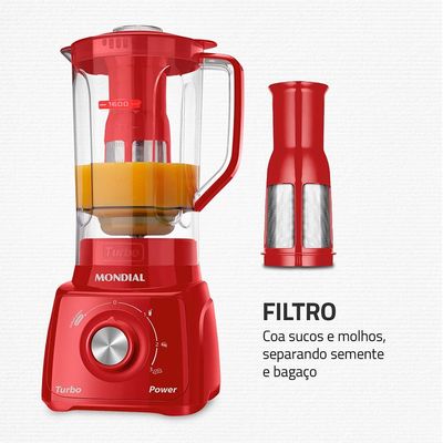 Liquidificador Mondial L99-FR Turbo Power Vermelho com 3 Velocidades - 500W Vermelho / 110