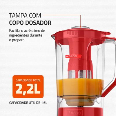 Liquidificador Mondial L99-FR Turbo Power Vermelho com 3 Velocidades - 500W Vermelho / 110