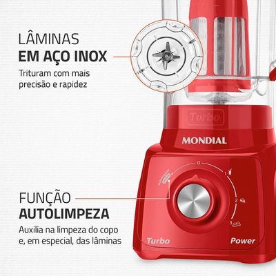 Liquidificador Mondial L99-FR Turbo Power Vermelho 500W com 3 Velocidades Vermelho / 110