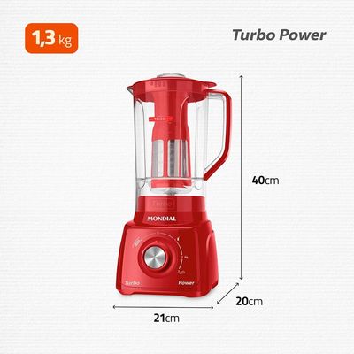 Liquidificador Mondial L99-FR Turbo Power Vermelho 500W com 3 Velocidades Vermelho / 110