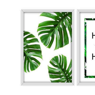 Kit 03 Quadross "Folhagem Home Sweet Home" 43X33X1Cm