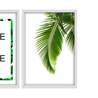 Kit 03 Quadross "Folhagem Home Sweet Home" 43X33X1Cm