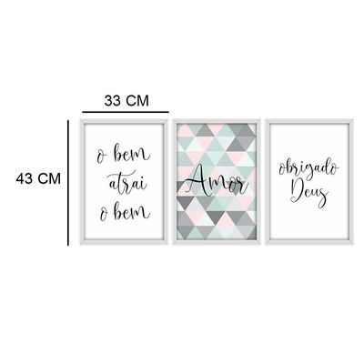 Kit 03 Quadross "Frases Amor" 43X33X1Cm