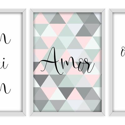 Kit 03 Quadross "Frases Amor" 43X33X1Cm