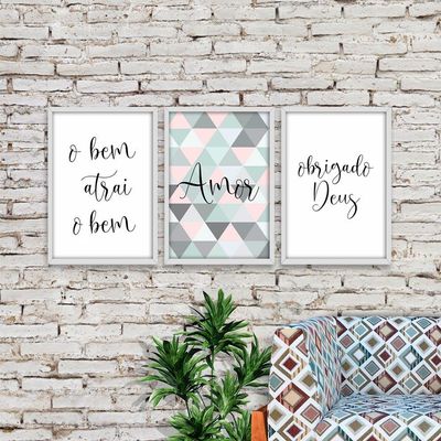 Kit 03 Quadross "Frases Amor" 43X33X1Cm