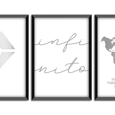 Kit 03 Quadross "Infinito" 43X33X1Cm