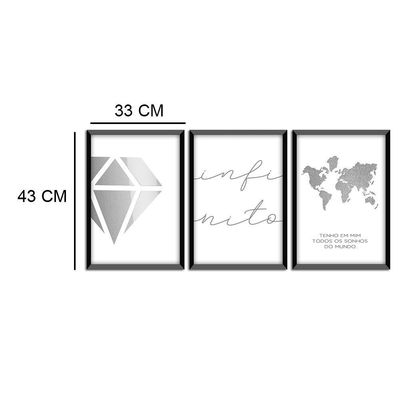 Kit 03 Quadross "Infinito" 43X33X1Cm