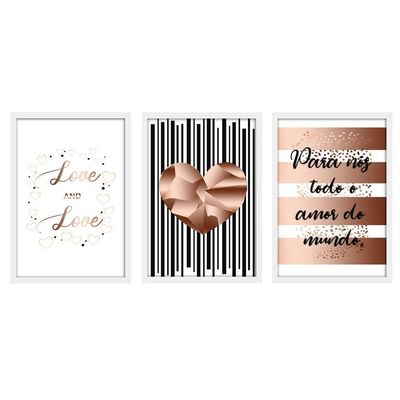 Kit 03 Quadross "Todo Amor" 43X33X1Cm
