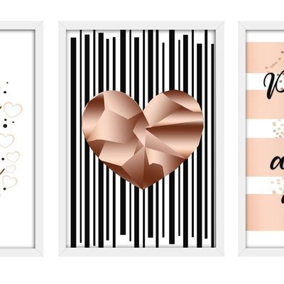 Kit 03 Quadross "Todo Amor" 43X33X1Cm