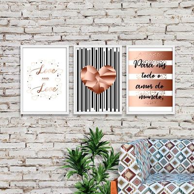 Kit 03 Quadross "Todo Amor" 43X33X1Cm