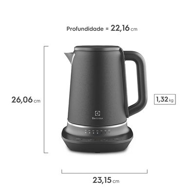 Chaleira Elétrica Electrolux 1,7L Inox Preta Expert com Tecnologia PerfectSense (EKP70) 220V