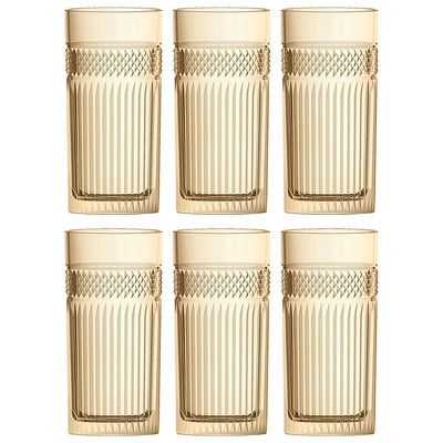 Conjunto de Copos Alto L`Hermitage Palace em Vidro Âmbar Luster 360ml - 6 Peças