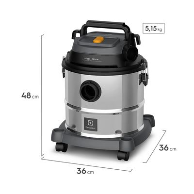 Aspirador de Pó e Água Electrolux 1800W 20L com ThermoControl e Função Sopro Inox (GT20I) 127V