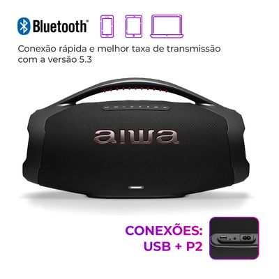 Caixa de Som Boombox Plus AIWA BBS-01-B 200W Bluetooth 30H IP66 USB Preto BIV