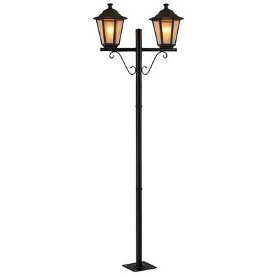 Poste Duplo Externo Jardim Praça Preto Colonial Retrô Dital Grega Alumínio E27 Lente Fosca