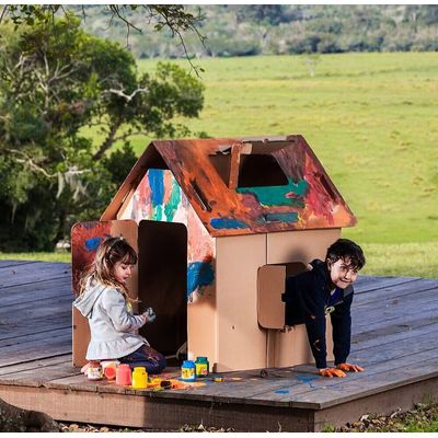 Casinha Infantil de Papelão para Colorir - Eu amo Papelão
