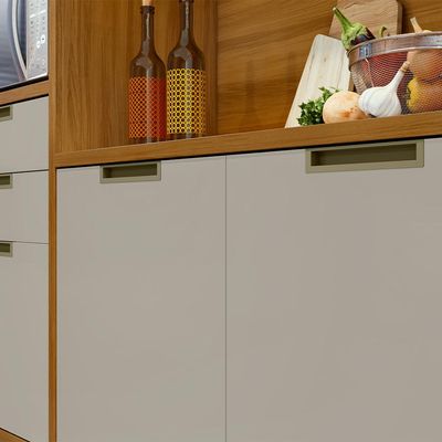 Cozinha Compacta Imperatriz 100% MDF 6 portas 2 Gavetas Freijó e Off White