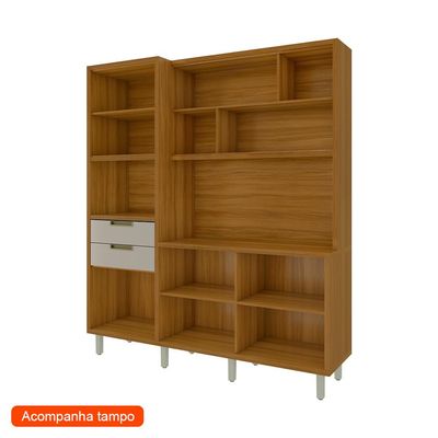 Cozinha Compacta Imperatriz 100% MDF 6 portas 2 Gavetas Freijó e Off White