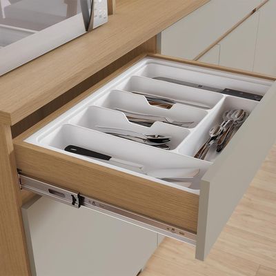 Cozinha Compacta Realeza 100% MDF 5 Portas 2 Gavetas Carvalho e Titânio
