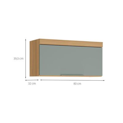 Armário Aéreo Marquesa 100% MDF 1 Porta Verde e Nature 80 cm