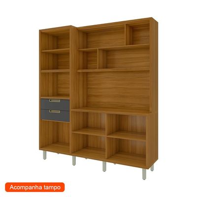 Cozinha Compacta Imperatriz 100% MDF 6 portas 2 Gavetas Freijó e Grafite