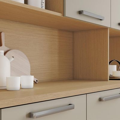 Cozinha Compacta Nobreza 100% MDF 7 Portas 2 Gavetas Carvalho e Titânio