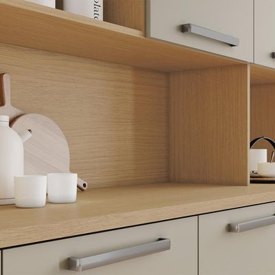 Cozinha Compacta Nobreza 100% MDF 5 Portas 2 Gavetas Carvalho e Greice