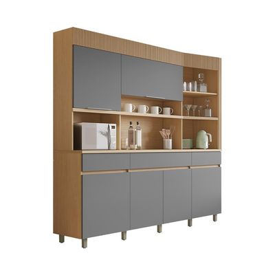 Cozinha Compacta Realeza 100% MDF 6 Portas 3 Gavetas Carvalho e Titânio