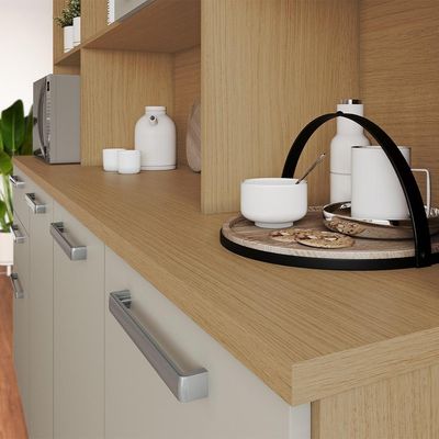 Cozinha Compacta Nobreza 100% MDF 7 Portas 2 Gavetas Carvalho e Titânio
