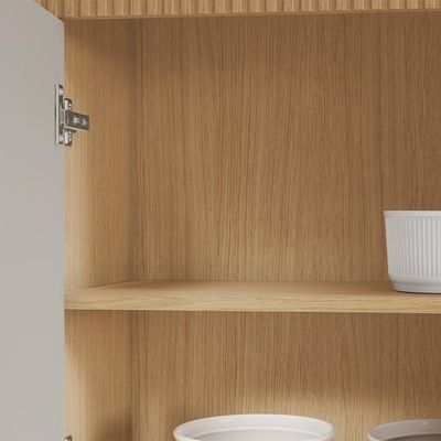 Cozinha Compacta Realeza 100% MDF 4 Portas 2 Gavetas Carvalho e Titânio