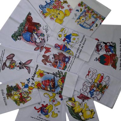Pano De Prato Lomaer Sacaria Estampado Pascoa 0,45 x 0,71cm 2Und Branco