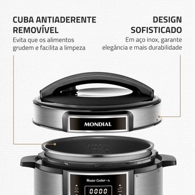 Panela Elétrica de Pressão Mondial Digital Master Cooker PE-38 5L - Preta Inox,Preto / 110