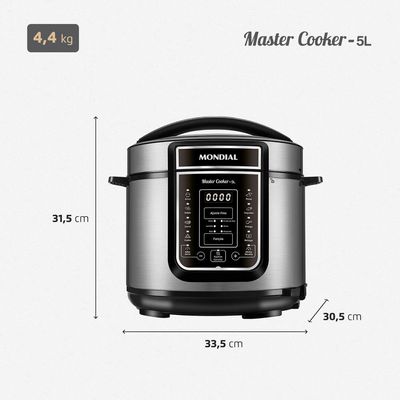 Panela Elétrica de Pressão Mondial Digital Master Cooker PE-38 5L - Preta Inox,Preto / 110