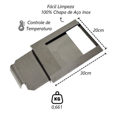 Registro Regulador Chamine Chapa Aço Inox Popular 20x30cm