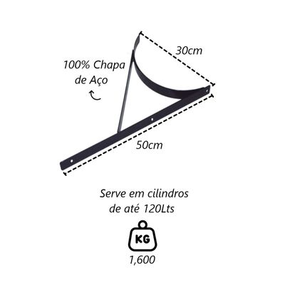 Par de Suporte Cilindro Serpentina em Chapa de Aço Preto